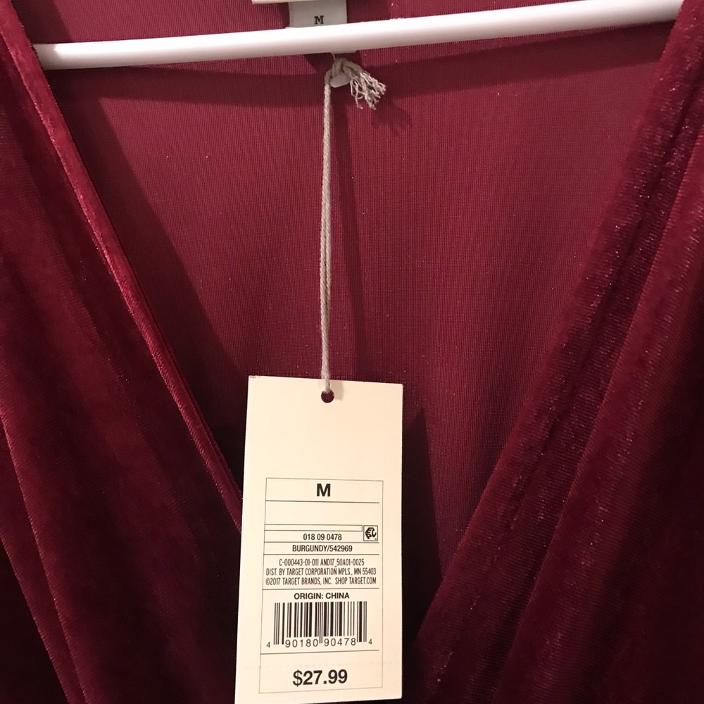 Burgundy Velvet Midi Dress - Picture 3 of 5